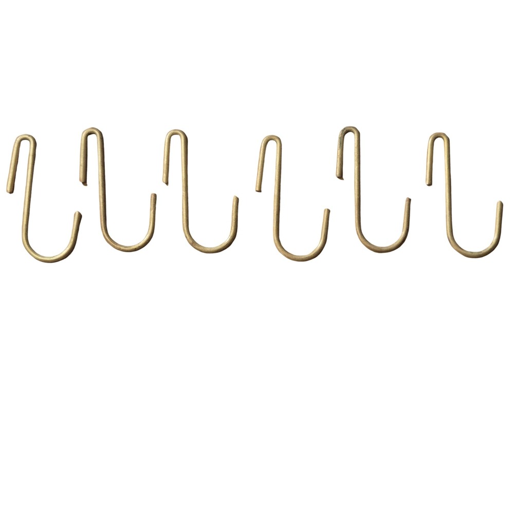 Set of 8 Solid Brass S-Hooks Heavy Duty Metal Pot Pan Hangers Industrial Gold 4"